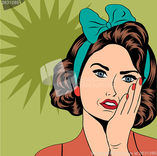 Image of cute retro woman in comics style
