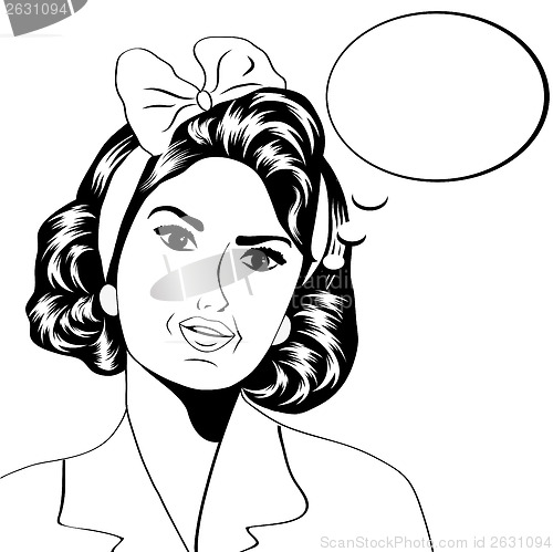 Image of cute retro woman in comics style