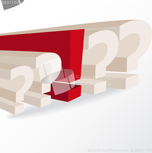 Image of business decision, conceptual illustration with question marks a