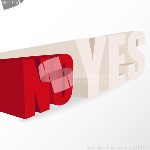 Image of the words "yes" and "no",  conceptual illustration for a decisio