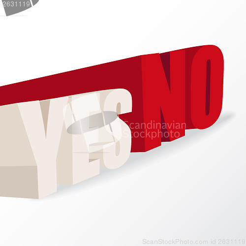 Image of the words "yes" and "no",  conceptual illustration for a decisio