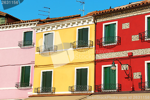 Image of Colorful houses in a row on Burano Island, Venice, Italy