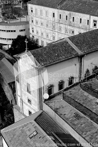 Image of Portugal. Porto city. Historical part of Porto in black and whit