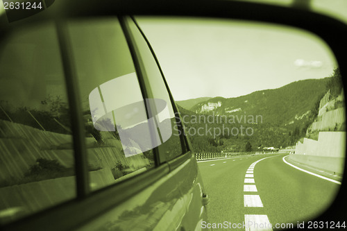 Image of Car mirror reflection