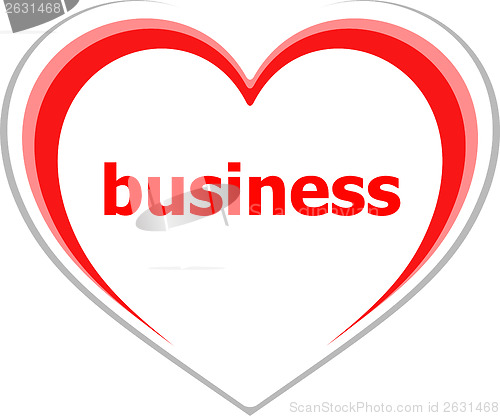 Image of Business concept, business word on love heart