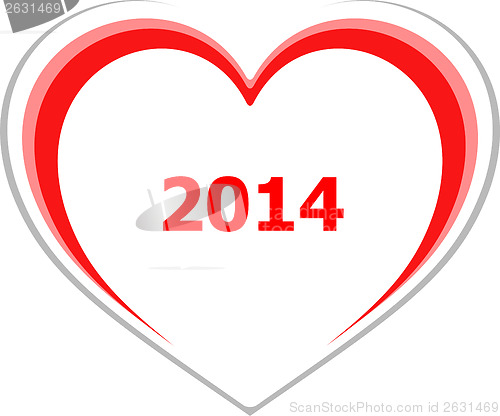 Image of marketing concept, 2014 on love heart on white