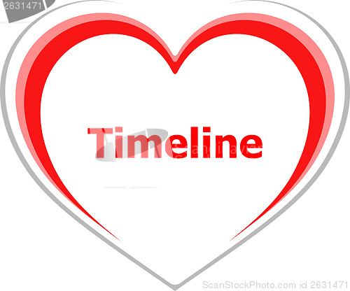 Image of marketing concept, timeline word on love heart