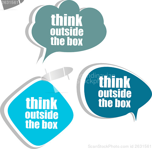 Image of think outside the box. Set of stickers, labels, tags. Business banners, infographics