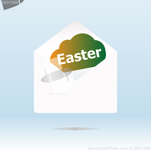 Image of cover with easter text on gold cloud, holiday concept