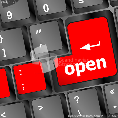 Image of open button on computer keyboard pc key