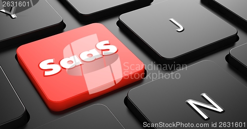 Image of SAAS Concept on Red Keyboard Button.