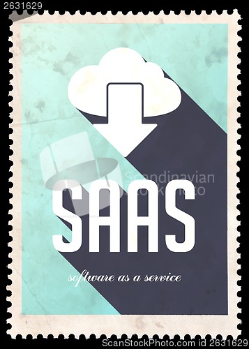 Image of SAAS Concept on Blue Color in Flat Design.