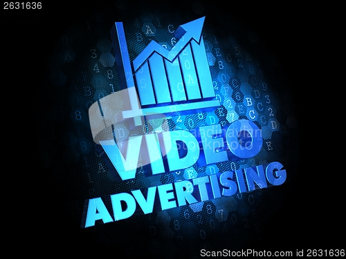 Image of Video Advertising on Dark Digital Background.
