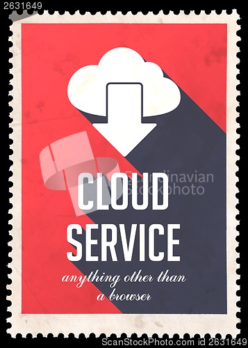Image of Cloud Service Concept on Red in Flat Design.