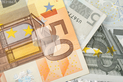 Image of detail of euro money banknotes