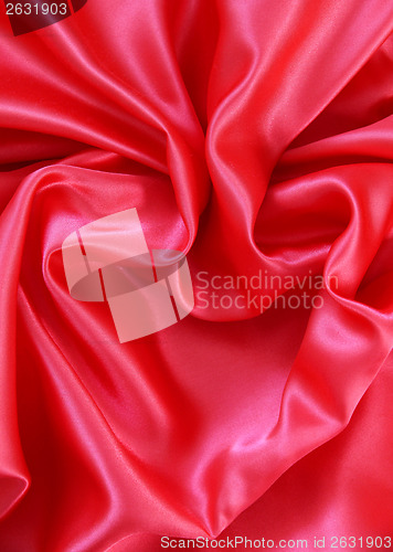 Image of Red heart from red silk for St Valentine's day background 