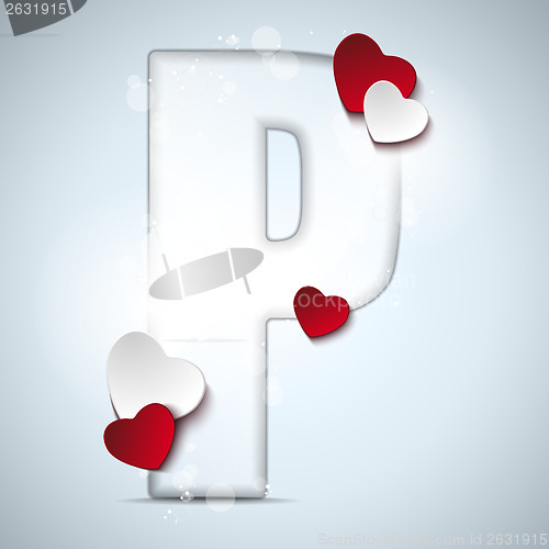 Image of Alphabet Letters With Red Heart Valentine Day