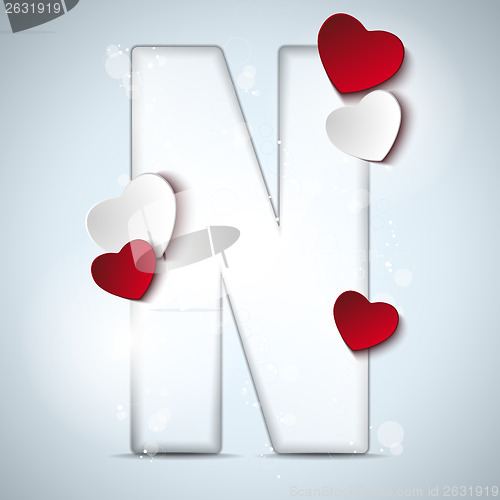 Image of Alphabet Letters With Red Heart Valentine Day