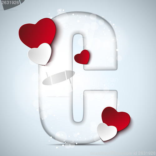 Image of Alphabet Letters With Red Heart Valentine Day