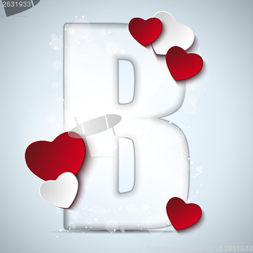Image of Alphabet Letters With Red Heart Valentine Day