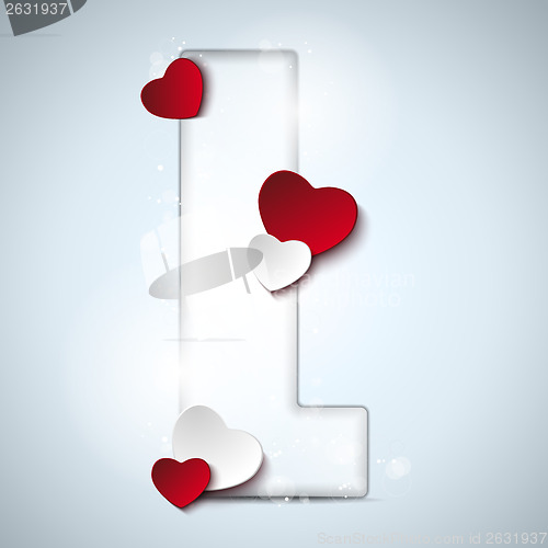 Image of Alphabet Letters With Red Heart Valentine Day