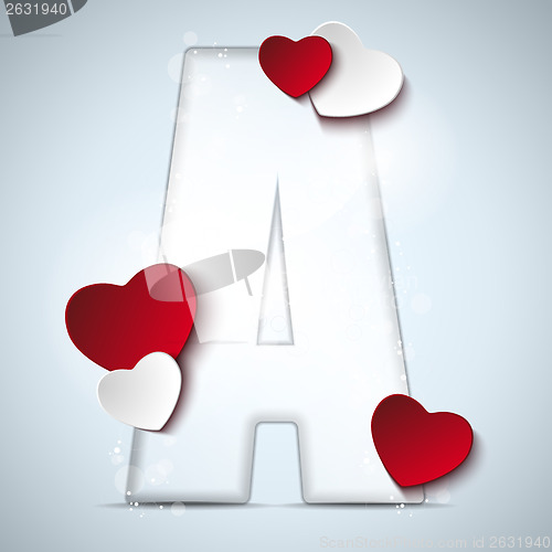 Image of Alphabet Letters With Red Heart Valentine Day