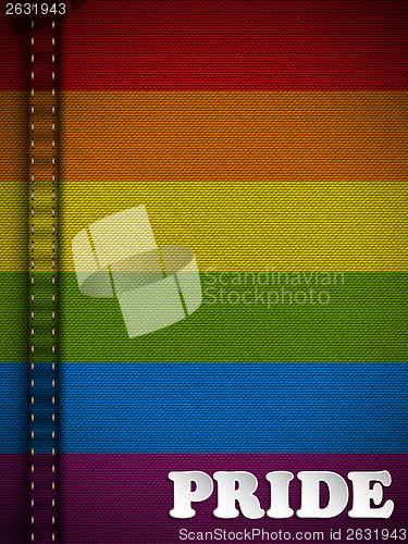 Image of Gay Flag Button on Jeans Fabric Texture