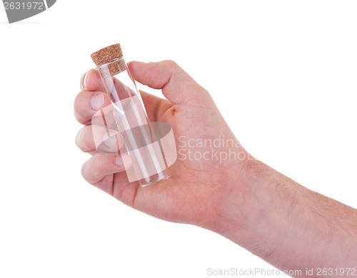 Image of Empty chemical test tube in a hand
