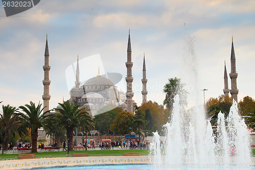 Image of sultanahmet mosque and fountain in istanbul