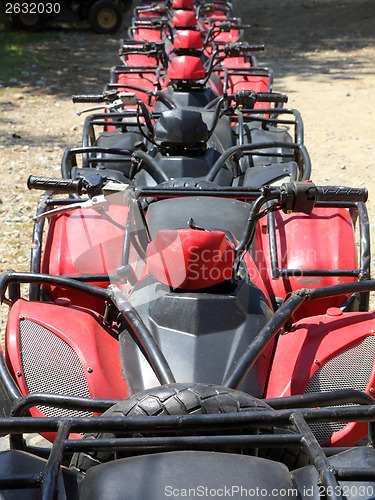 Image of quad bikes atv in row