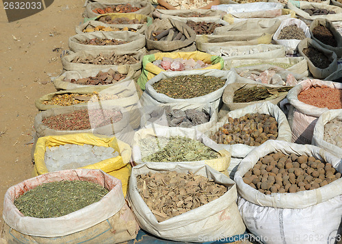 Image of bags with spices on indian market