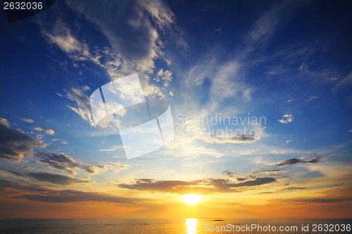 Image of beautiful sunset over sea