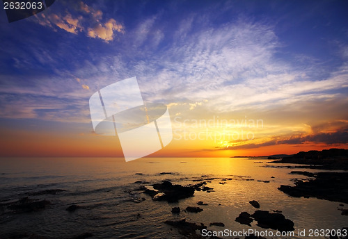 Image of beautiful sunset over sea