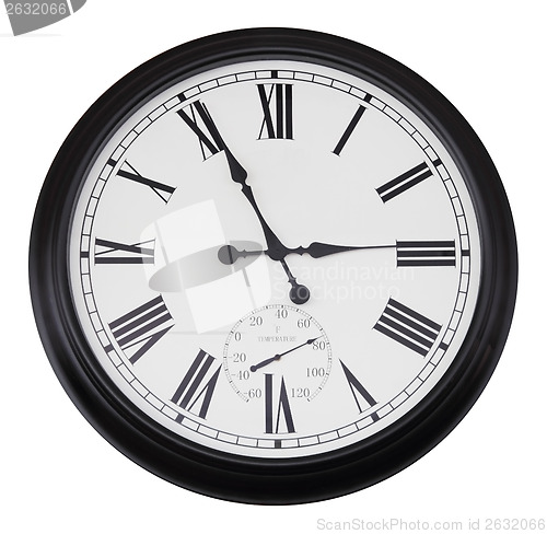 Image of black wall vintage clock isolated