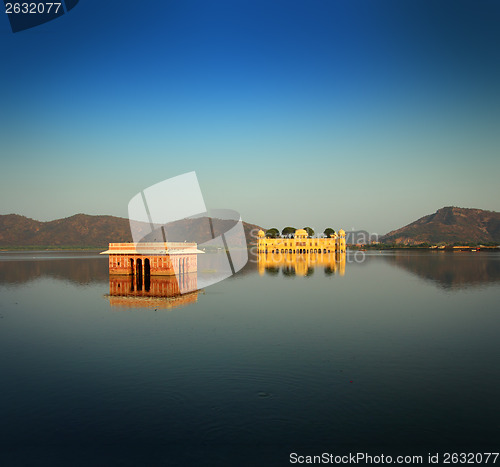 Image of jal mahal - palace on lake in Jaipur India