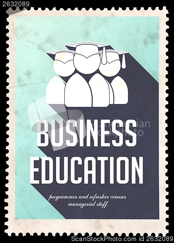 Image of Business Education on Light Blue in Flat Design.