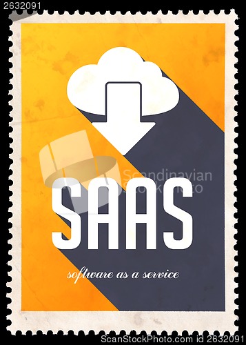 Image of SAAS Concept on Yellow Color in Flat Design.