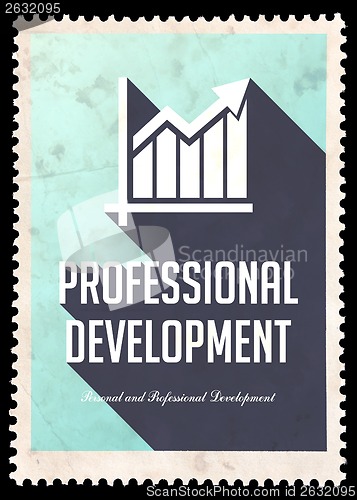 Image of Professional Development on Blue in Flat Design.