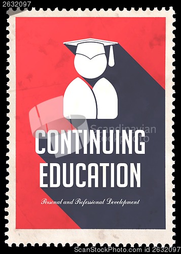 Image of Continuing Education on Red in Flat Design.