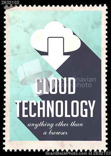 Image of Cloud Technology on Light Blue in Flat Design.