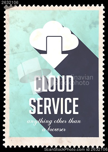 Image of Cloud Service Concept on Blue in Flat Design.