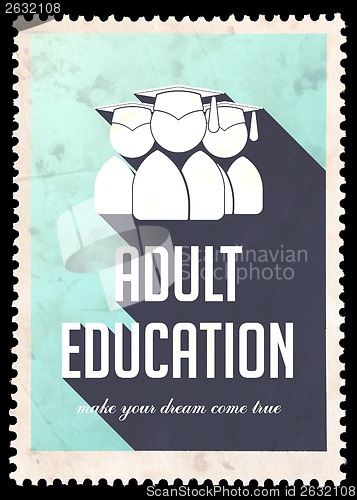 Image of Adult Education on Light Blue in Flat Design.