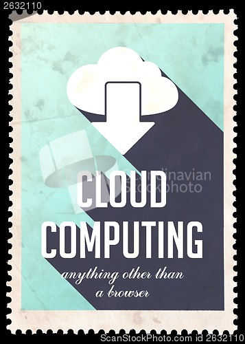 Image of Cloud Computing on Light Blue in Flat Design.