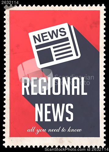 Image of Regional News on Red in Flat Design.