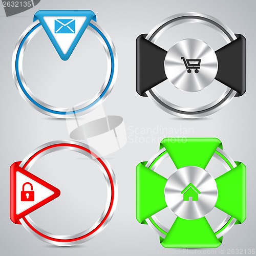 Image of Metallic ring button set with various symbols