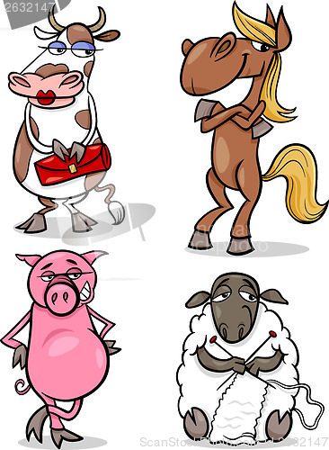 Image of farm animals cartoon humor set