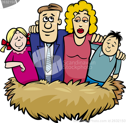 Image of family nest cartoon illustration