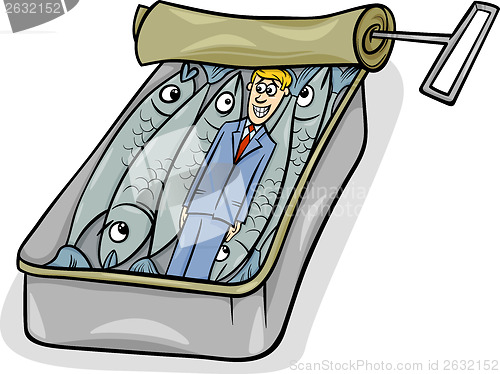 Image of packed like sardines saying cartoon