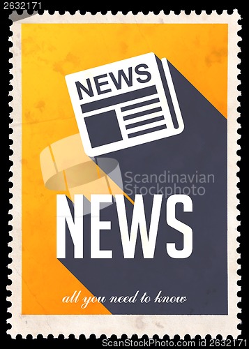 Image of News on Yellow in Flat Design.