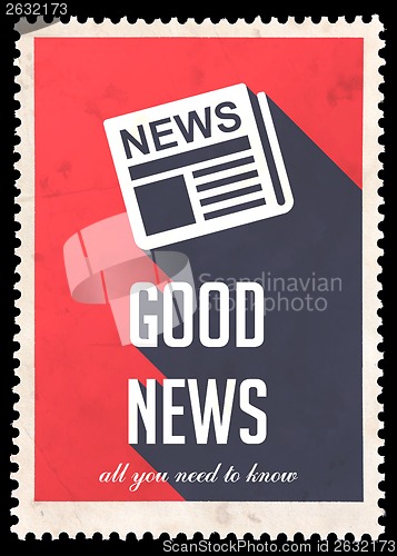 Image of Good News on Red in Flat Design.